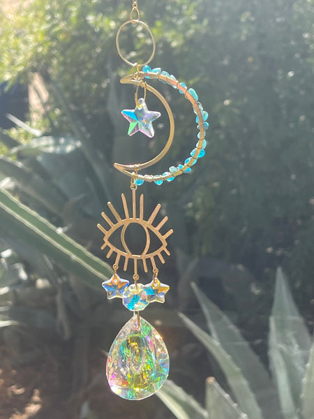 Suncatchers: Evil Eye Crescent Moon 15-16”