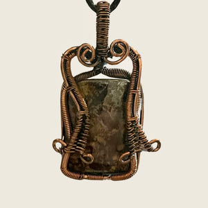 Copper Wrapped Bronzite Pendant