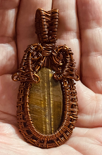 Copper Wrapped Tiger’s Eye Pendant