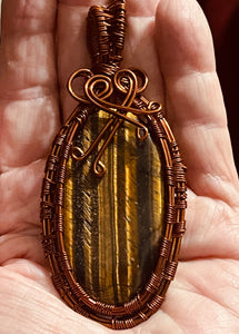 Copper Wrapped Tiger’s Eye Pendant