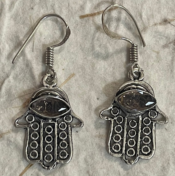 Hamsa Hand Crystal Earrings