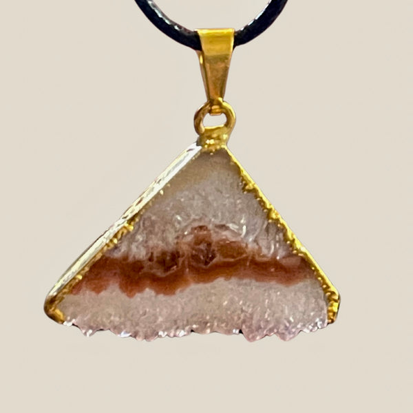 Amethyst Triangular Slices Gold Electroplated Pendant