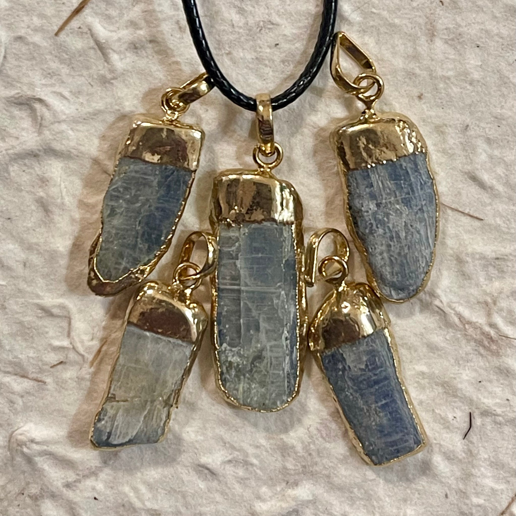 Blue Kyanite Gold Electroplated Pendant