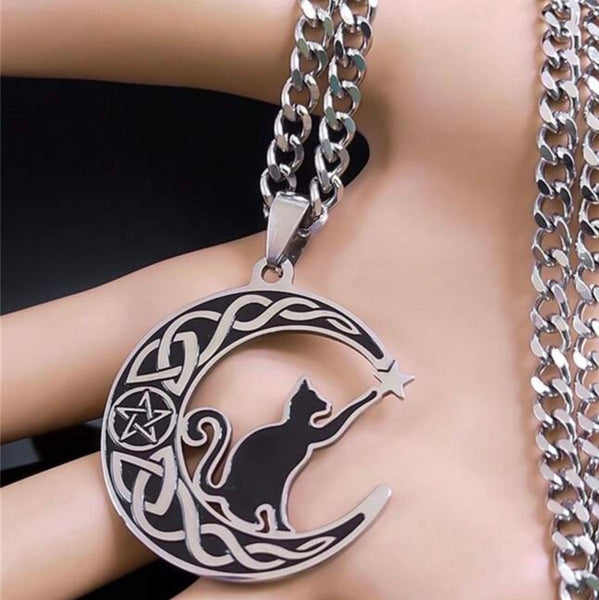 Magick Celtic Lunar Cat Pendant