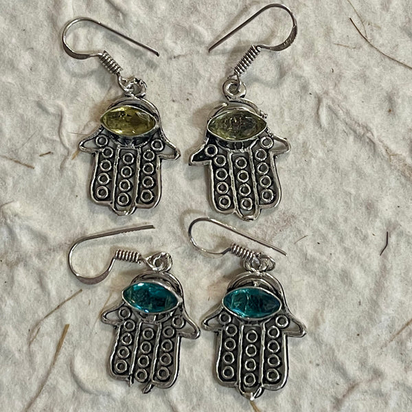 Hamsa Hand Crystal Earrings