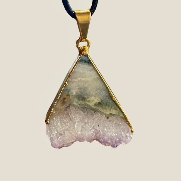 Amethyst Triangular Slices Gold Electroplated Pendant