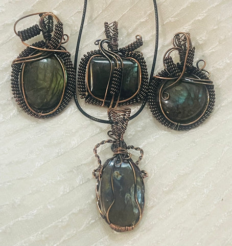 Labradorite Copper Wrapped Handcrafted Pendants