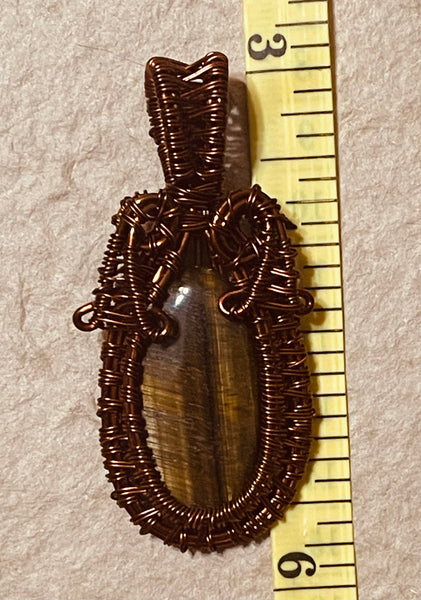 Copper Wrapped Tiger’s Eye Pendant