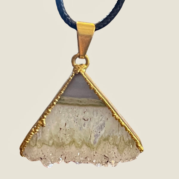 Amethyst Triangular Slices Gold Electroplated Pendant