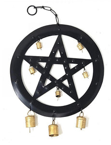 Iron Pentacle Wind Chime 9.5” Hangs 14”
