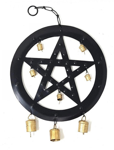 Iron Pentacle Wind Chime 9.5” Hangs 14”