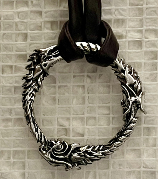 Ouroboros Snake Pendant on Adjustable Thong