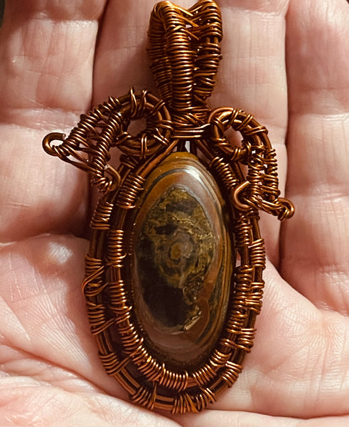 Copper Wrapped Tiger’s Eye Pendant