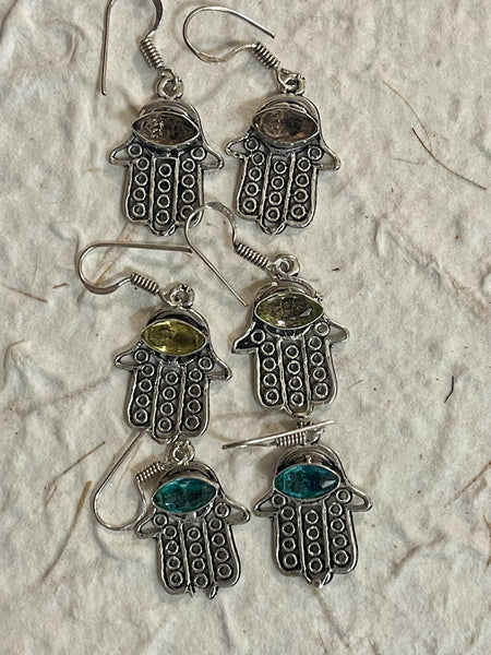 Hamsa Hand Crystal Earrings