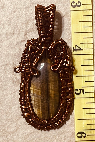 Copper Wrapped Tiger’s Eye Pendant