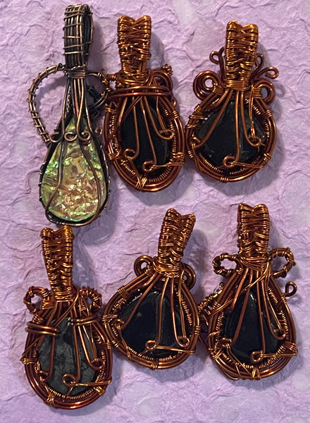 Copper Wire Wrapped Doublet Opal Pendants