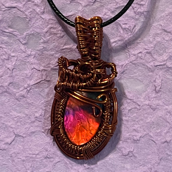 Copper Wire Wrapped Doublet Opal Pendants