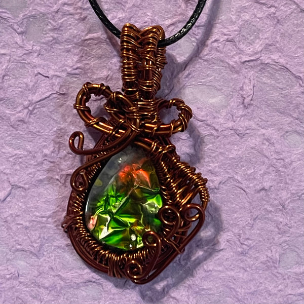 Copper Wire Wrapped Doublet Opal Pendants