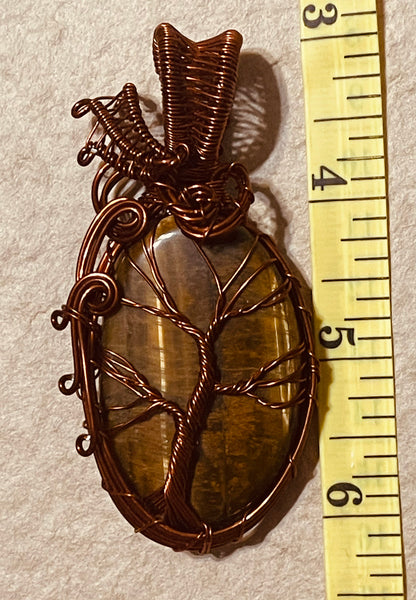 Copper Wrapped Tiger’s Eye Pendant