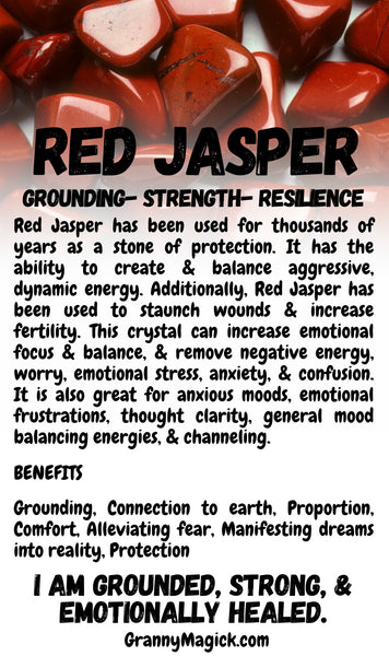 Red Jasper Thumbstone Worry Stone with Affirmation Card