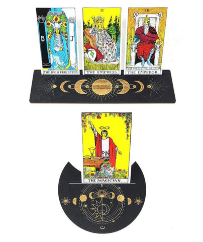 Wooden Tarot Card
Holder with Moon Phase Design (2 Pc Set)