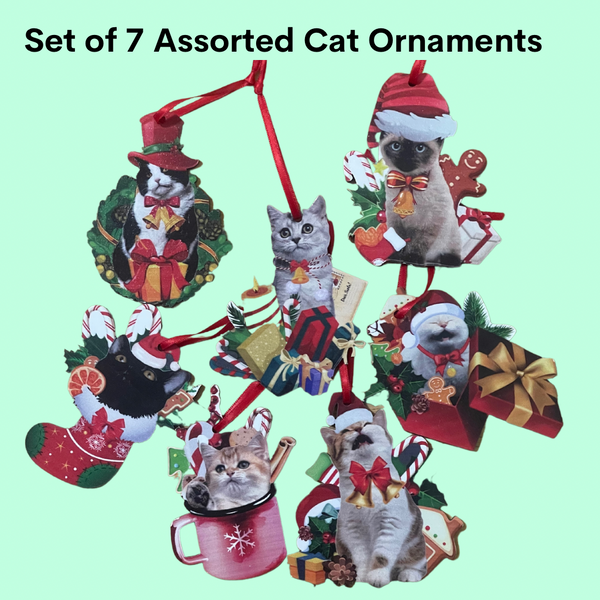 Seven Assorted Cat Ornaments