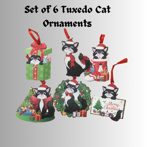 Tuxedo Cat Holiday Ornaments