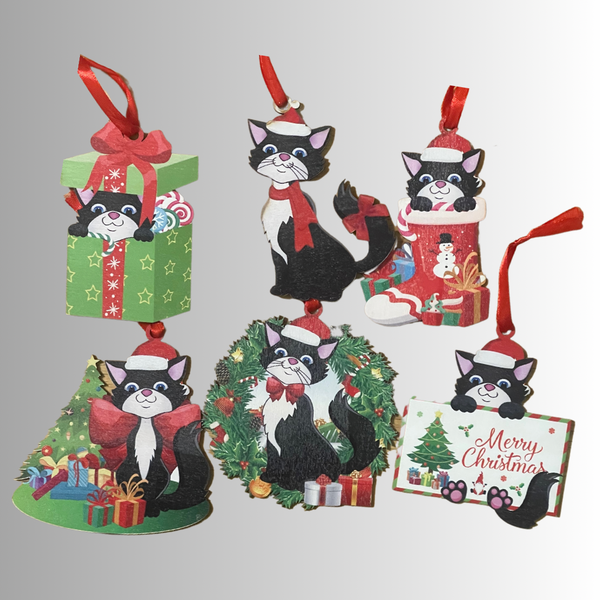 Tuxedo Cat Holiday Ornaments