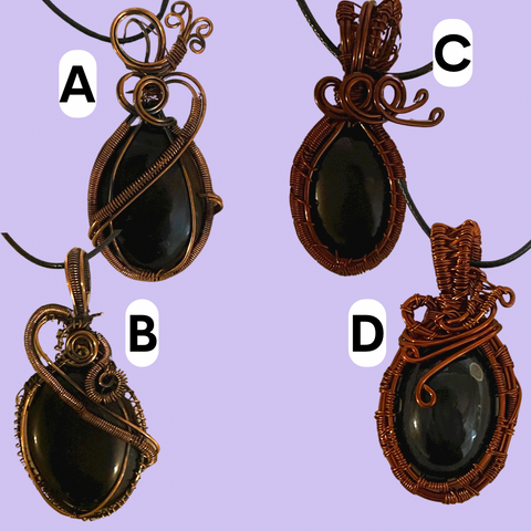 Copper Wrapped Onyx Pendants