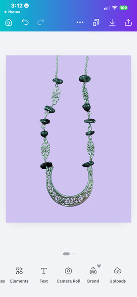 Crescent Moon Black Stones Pendant