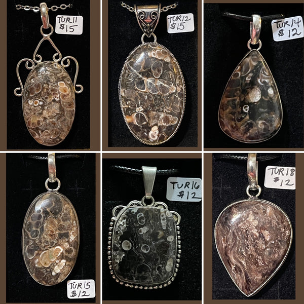 Turritella Agate Pendants TUR11, 12, 14,15,16,18
