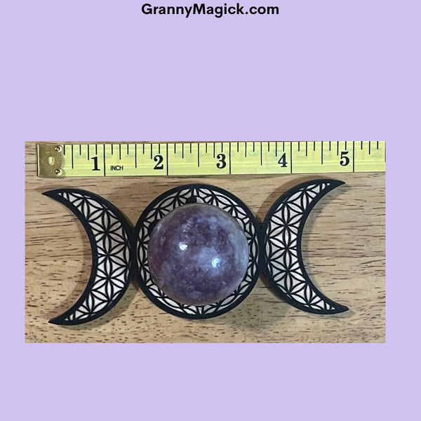 Lepidolite Sphere 40mm with themed holder