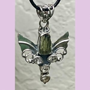 Moldavite & Herkimer Diamond Spirit Angel Pendant