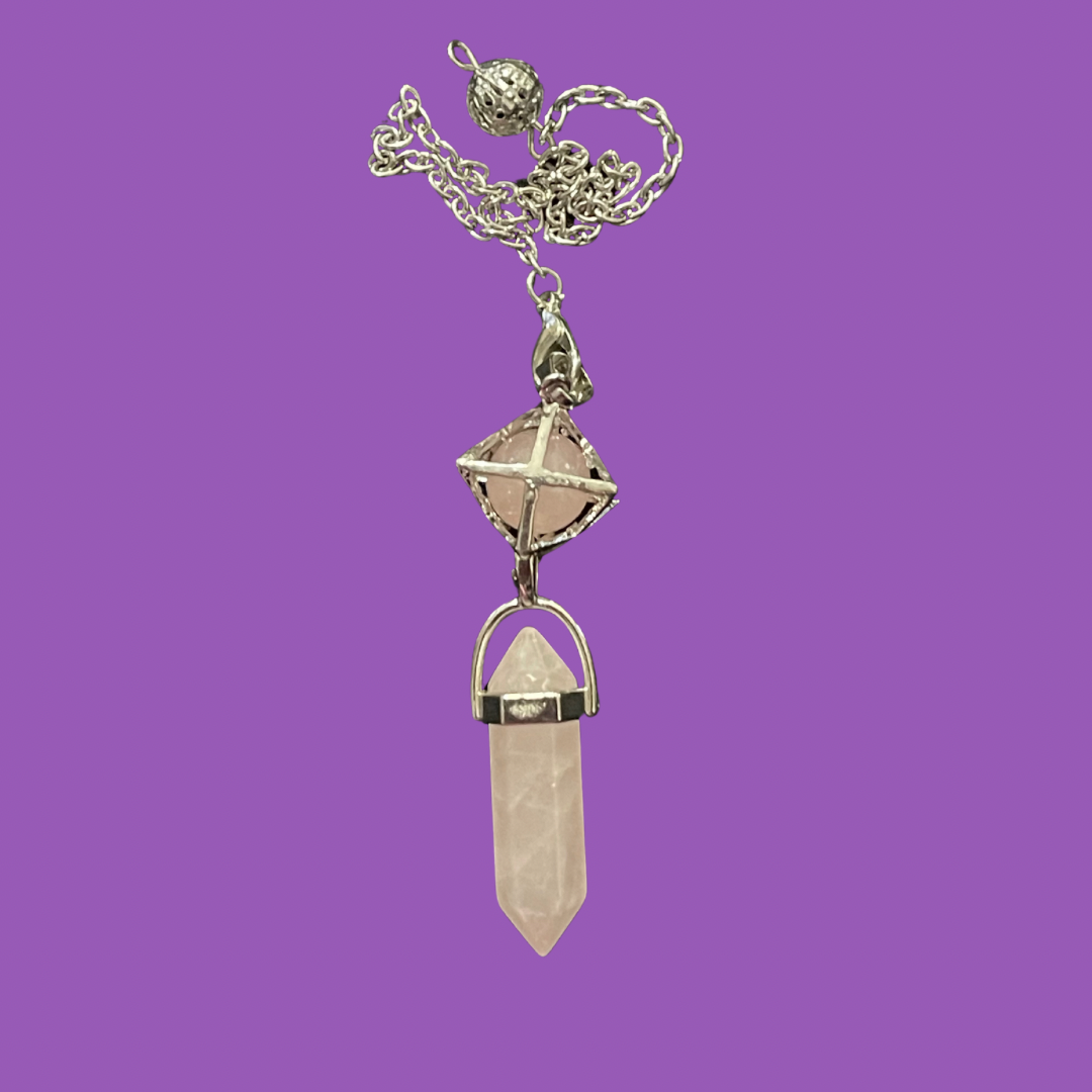 Pendulum Rose Quartz Merkaba Caged Sphere