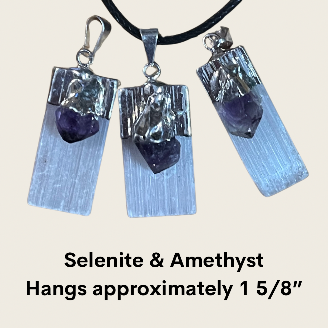 Selenite & Amethyst Pendant