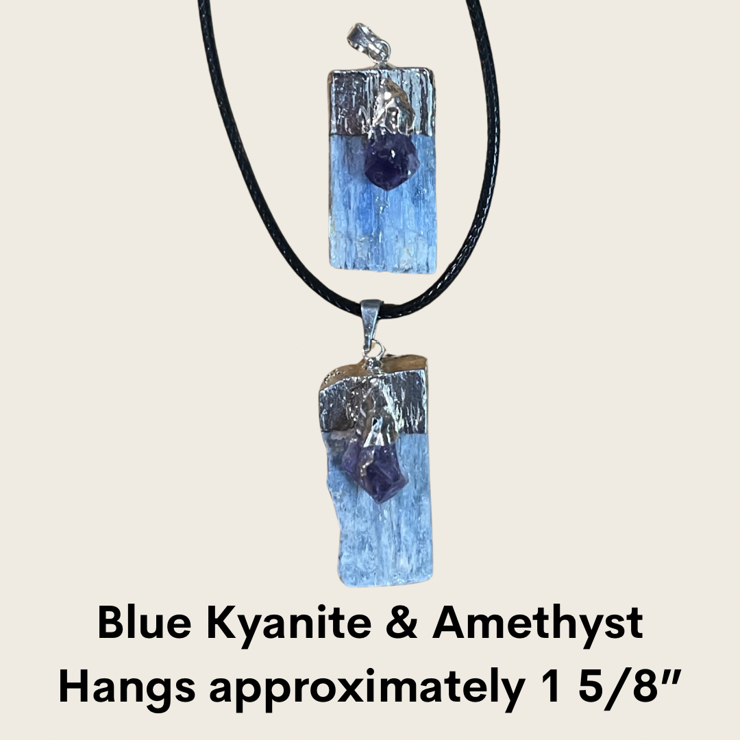 Blue Kyanite & Amethyst Pendant