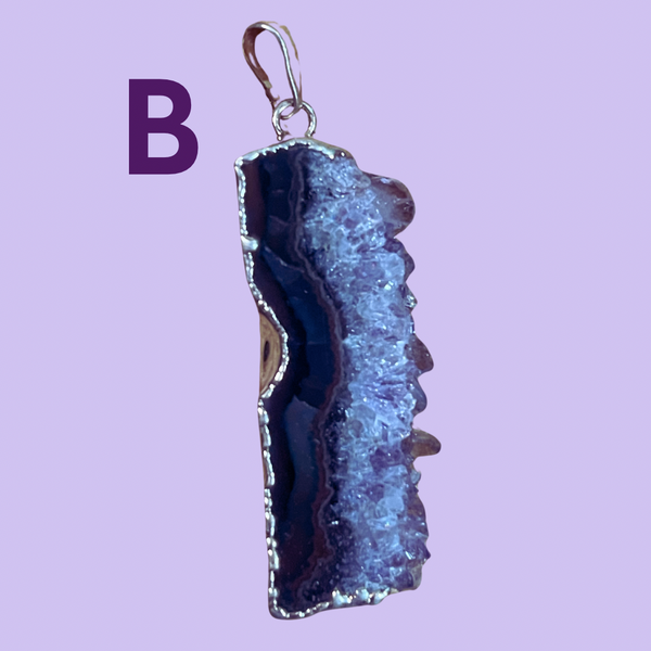 Amethyst Slice Electroplated Pendant