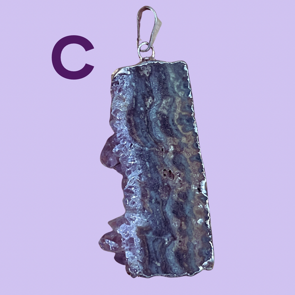 Amethyst Slice Electroplated Pendant