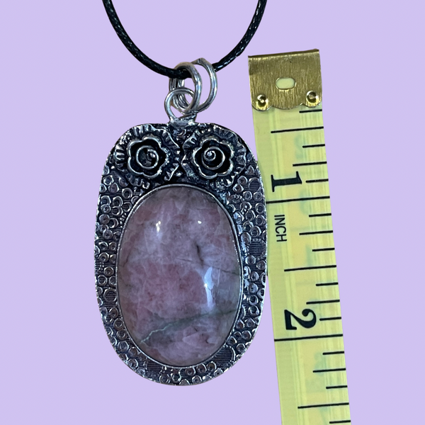 Pink & Purple Thulite Pendants with Roses