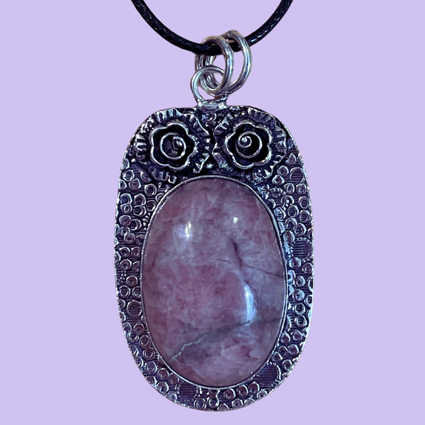 Pink & Purple Thulite Pendants with Roses