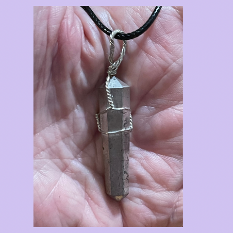 Wire Wrapped Pyrite Pencil Point Pendant