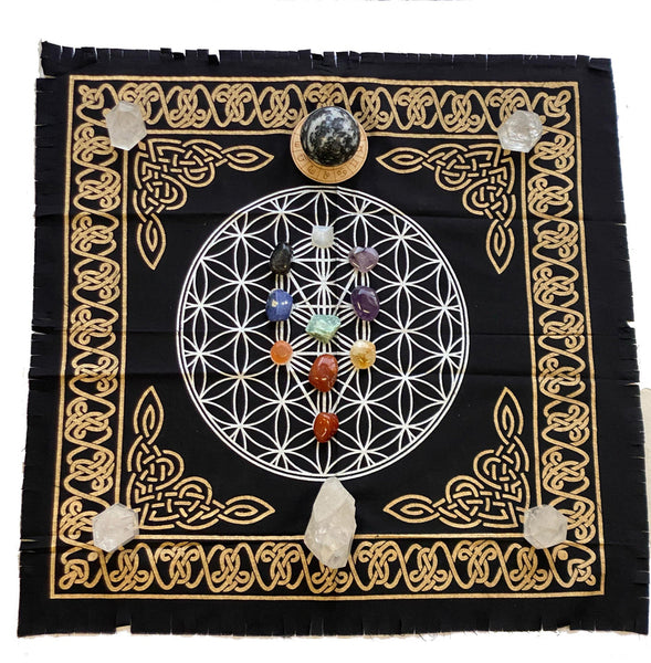 Flower of Life Crystal Grid Altar Cloth