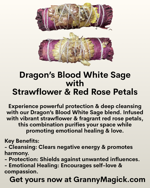 Dragon’s Blood Sage with Straw Flower & Rose Petals