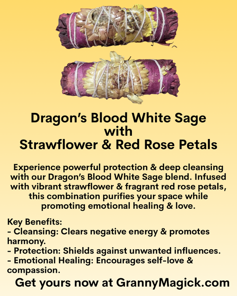 Dragon’s Blood Sage with Straw Flower & Rose Petals