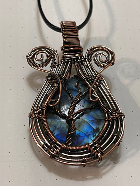 Labradorite Tree of Life Copper Wrapped Pendant