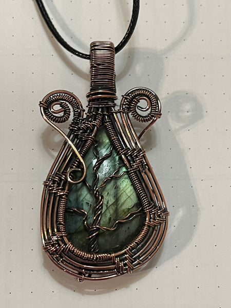 Labradorite Tree of Life Copper Wrapped Pendant