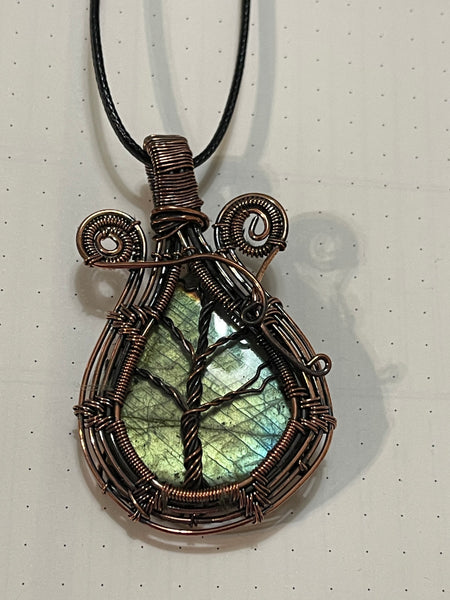 Labradorite Tree of Life Copper Wrapped Pendant