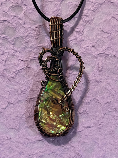 Copper Wire Wrapped Doublet Opal Pendants