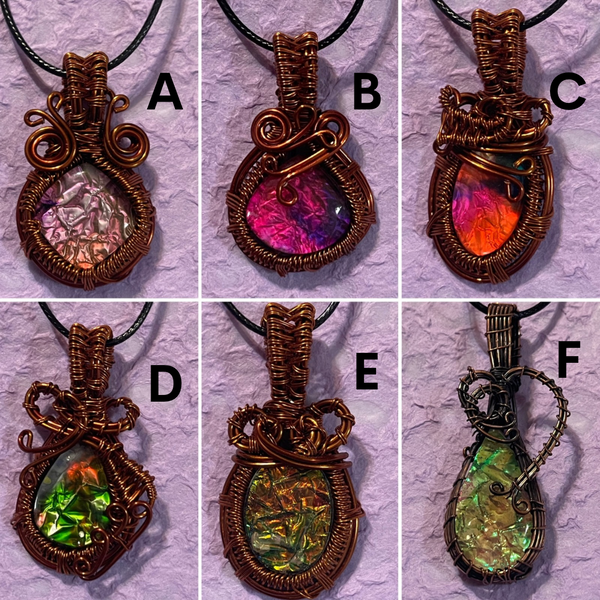 Copper Wire Wrapped Doublet Opal Pendants