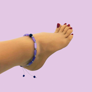 Amethyst Anklet Adjustable Drawstring